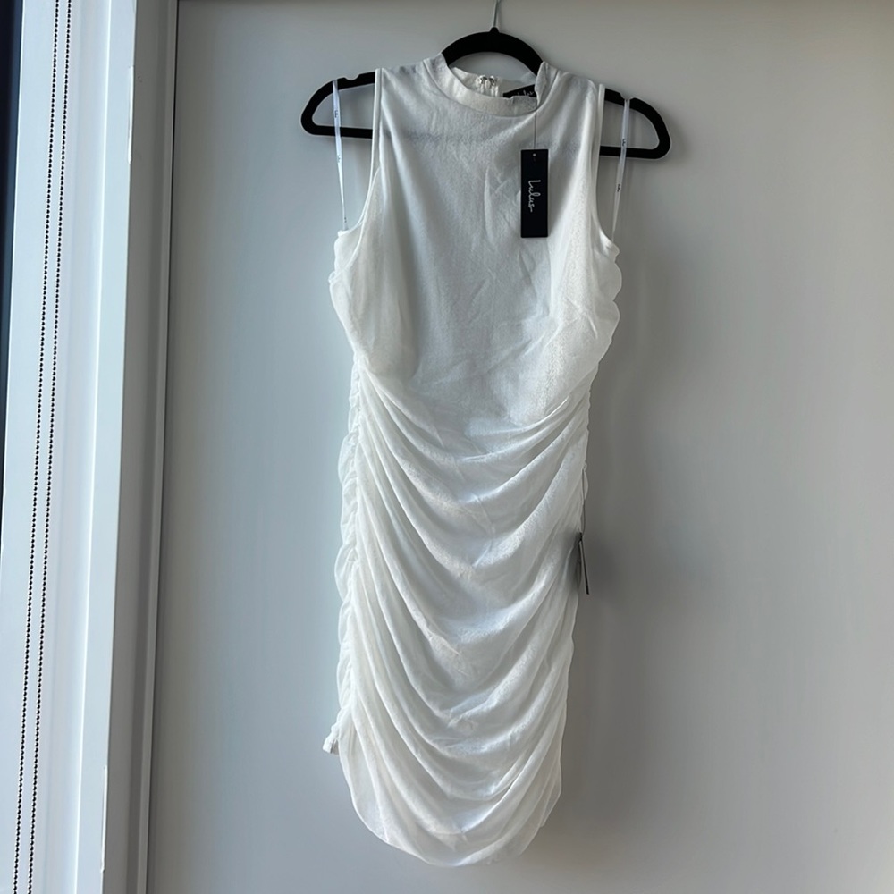 Lulus mesh mock neck body con dress